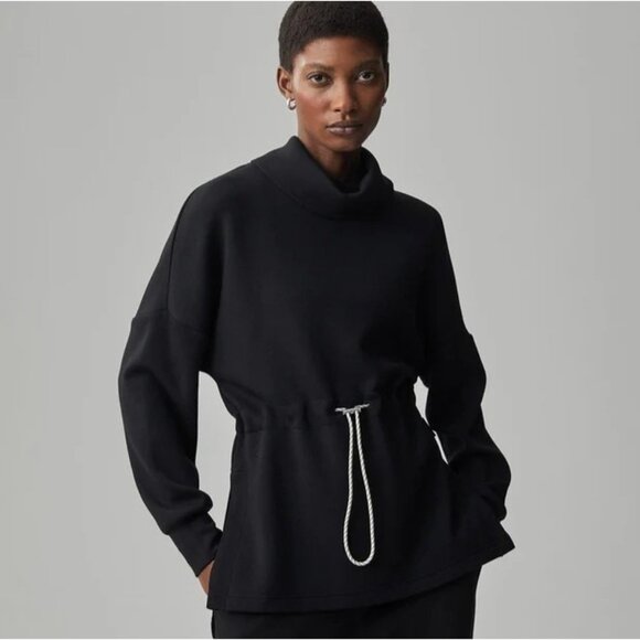 Varley Tops - Varley Freya Sweat XS Black Mockneck Waist Cinch Sweatshirt